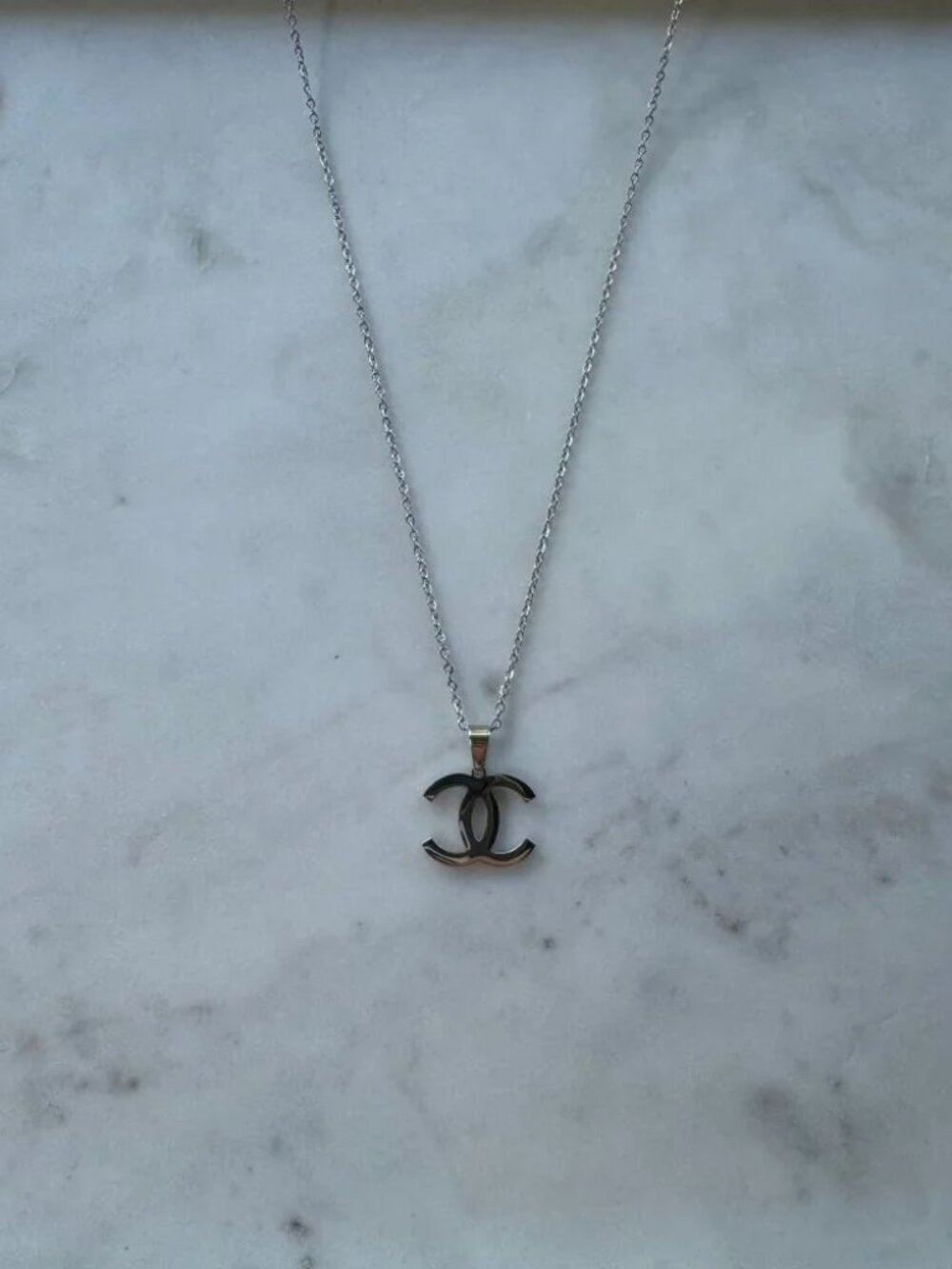 Vintage CC Necklace - Silver Dainty Chain - 20" Chain - Womens Necklace